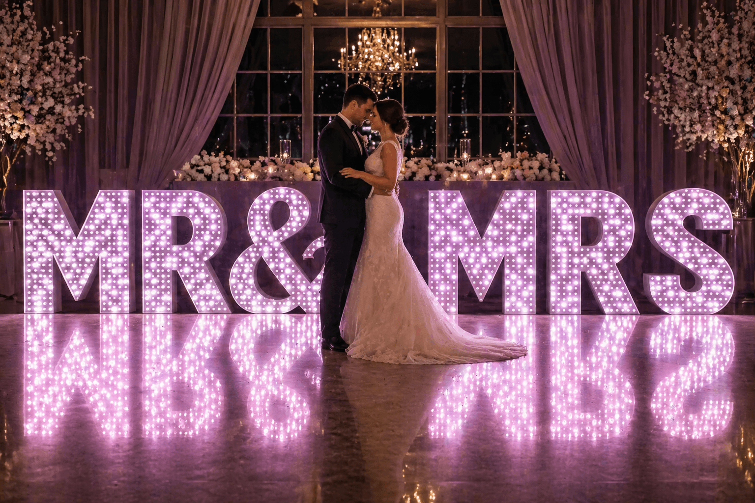 Marquee letter display at an elegant wedding venue